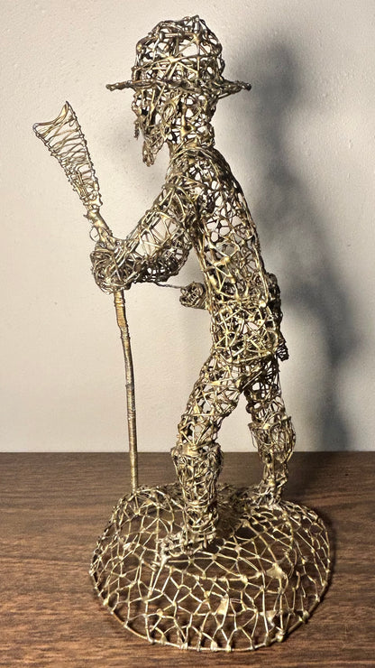 Vintage 1960's Brutalist C. Serraty Style Hunter Man Metal Wire Sculpture