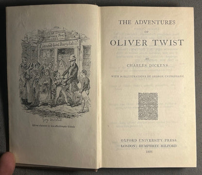 1926 “The Adventures of Oliver Twist” by Charles Dickens The World’s Classics Leather-bound Book