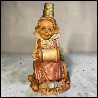 Vintage 1988 American Tom Clark Thimblena Resin Thimble Gnome Figurine with COA and Story Card