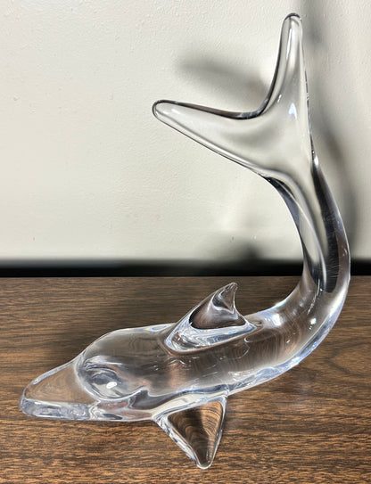 Vintage 1980’s French Daum Crystal Large Dolphin Diving Sculpture (Dauphin)