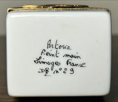 Vintage 1990’s French Limoges Hand-Painted Limited Edition Librairie Chez Victor Bookstore Trinket Box