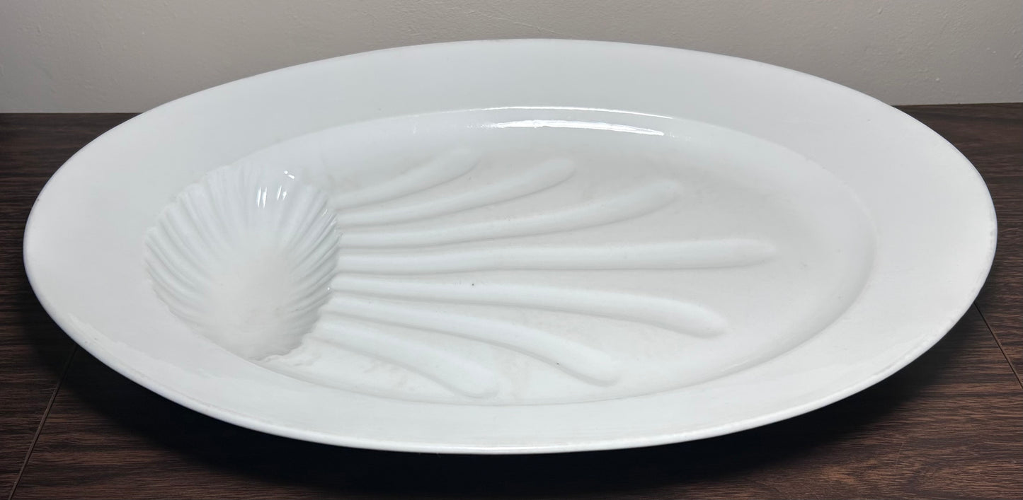 Circa 1900 French White Ironstone China Gigot Roasted Lamb Meat Oval Platter