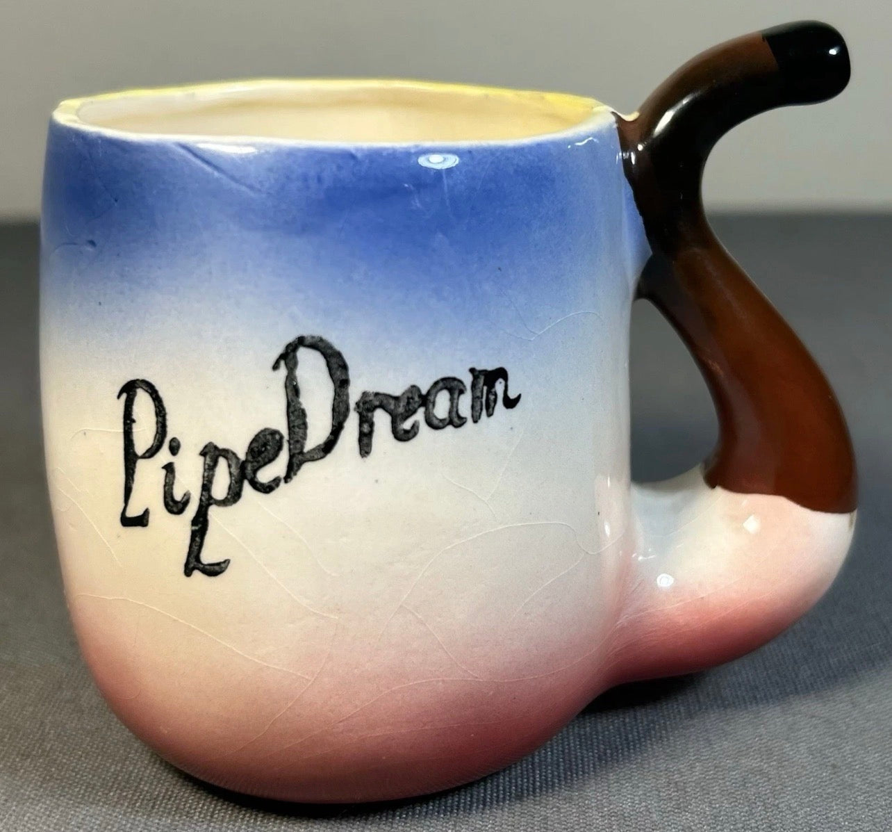 Vintage 1950’s Ceramic Risque Novelty Pipe Dream Peek-A-Boo Nude Woman Surprise Mug Made in Japan