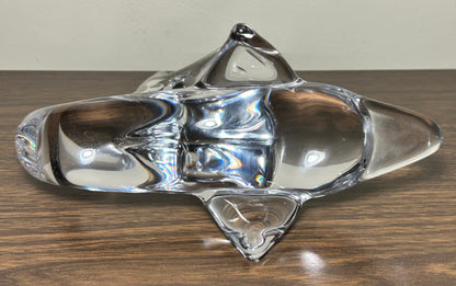 Vintage 1980’s French Daum Crystal Large Dolphin Diving Sculpture (Dauphin)