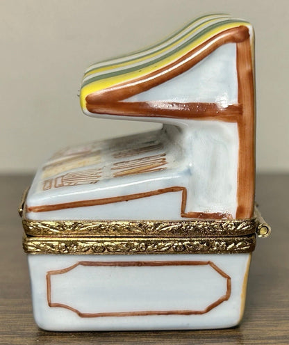 Vintage 1990’s French Limoges Hand-Painted Limited Edition Librairie Chez Victor Bookstore Trinket Box
