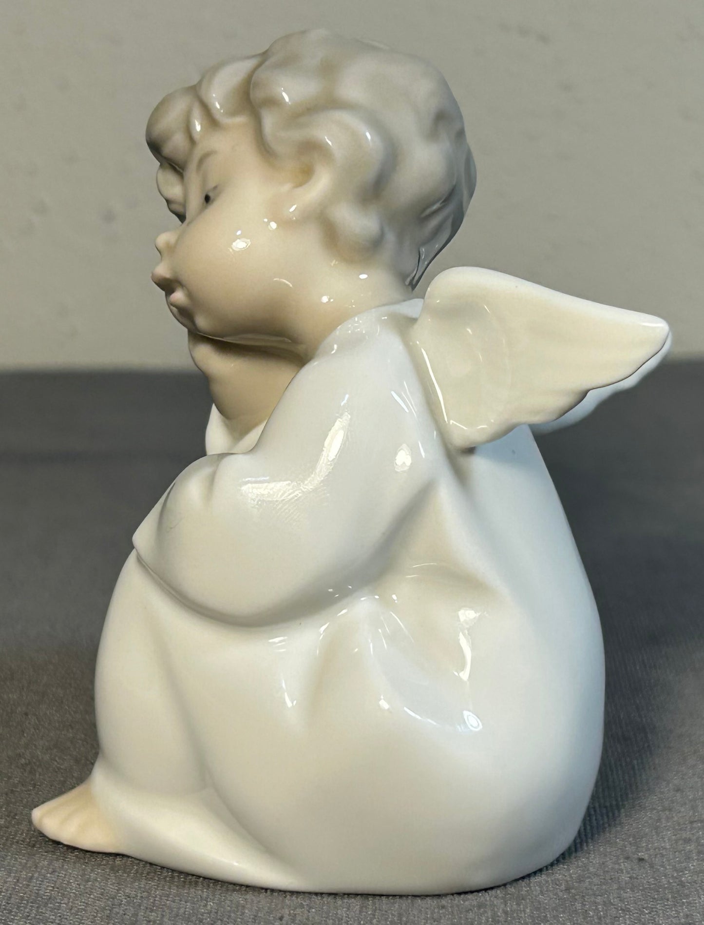 Vintage 1970’s Spanish Lladro Porcelain Angel Thinking Figurine (Retired)