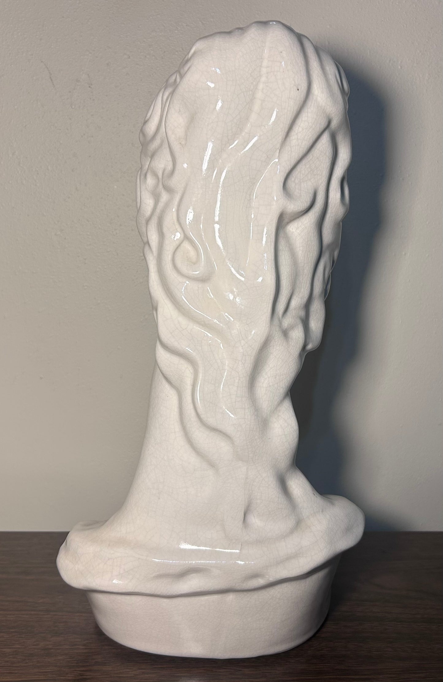 Vintage Mid 20th Century American Mid Century Modern Ceramic Crackle Glazed Diana Bust Sculpture