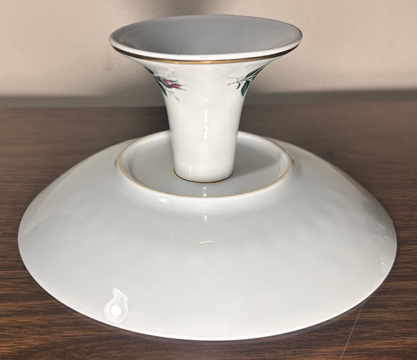 Vintage 1950’s German Schumann Arzberg Bavaria Porcelain Gilded Rose Flower Motifs Pedestal Cake Stand