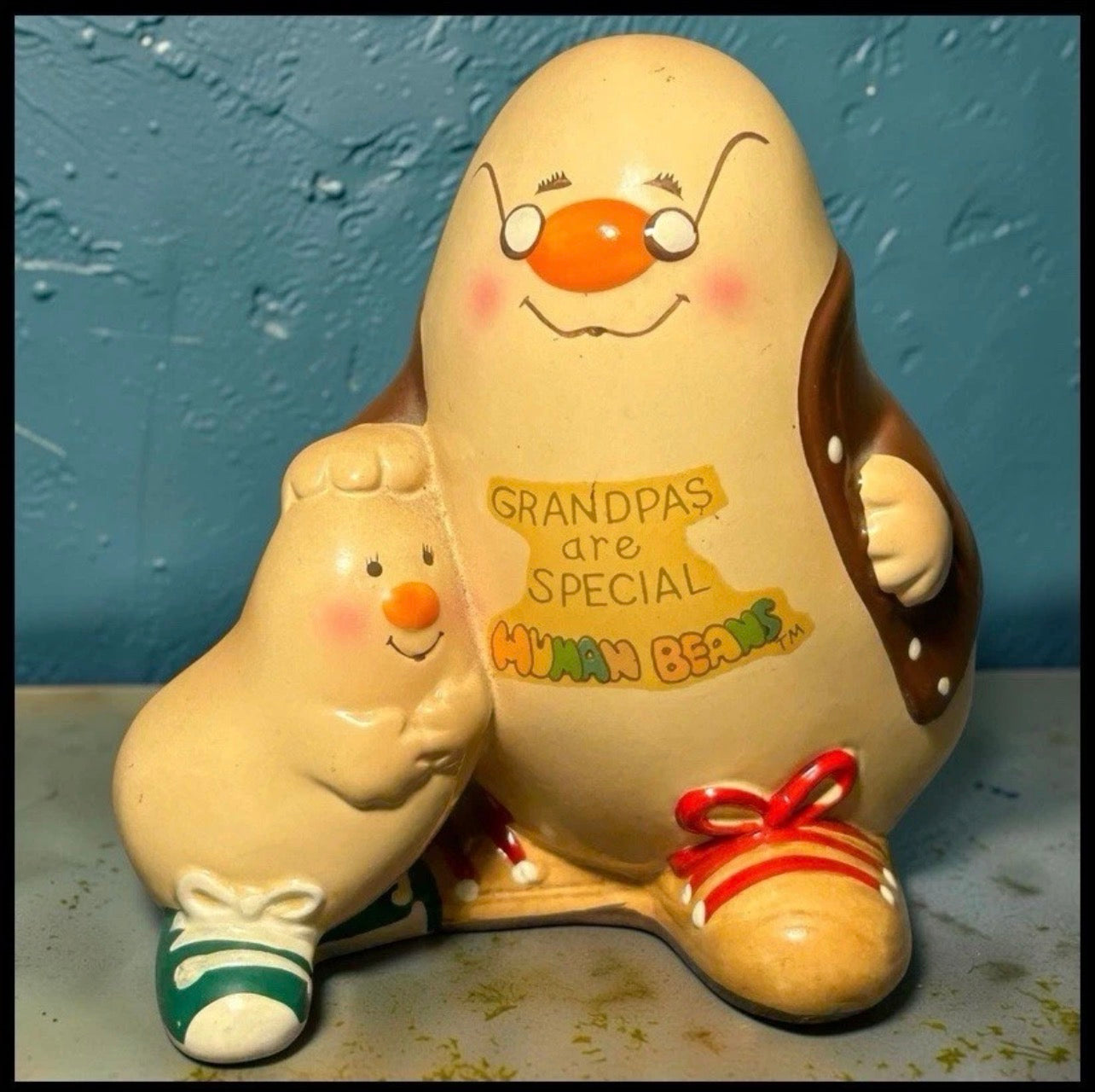 1981 Enesco Human Beans Grandpas Are Special Ceramic Figurine Made in Sri Lanka