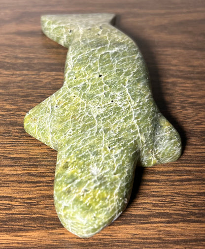 Vintage Canadian Inuit Serpentine Stone Whale Carving (20th Century)