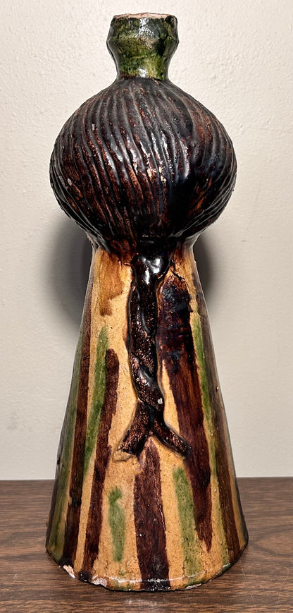 Vintage 1960’s American Mid Century Modern Glazed Earthenware Clay Figural Woman Tealight Votive Sculpture