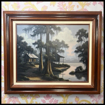 Vintage Phil Thomasson - "Cajun Country" Framed Oil Painting on Canvas (1987) (New Orleans, Louisiana)