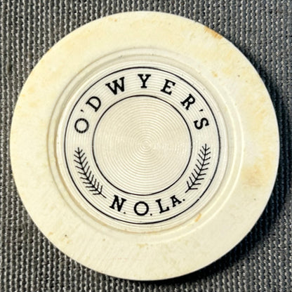 Vintage 1949-1951 American O’Dwyer’s Illegal Casino Gambling Club Non-Denominated Clay Roulette Chip (New Orleans/Jefferson, Louisiana)