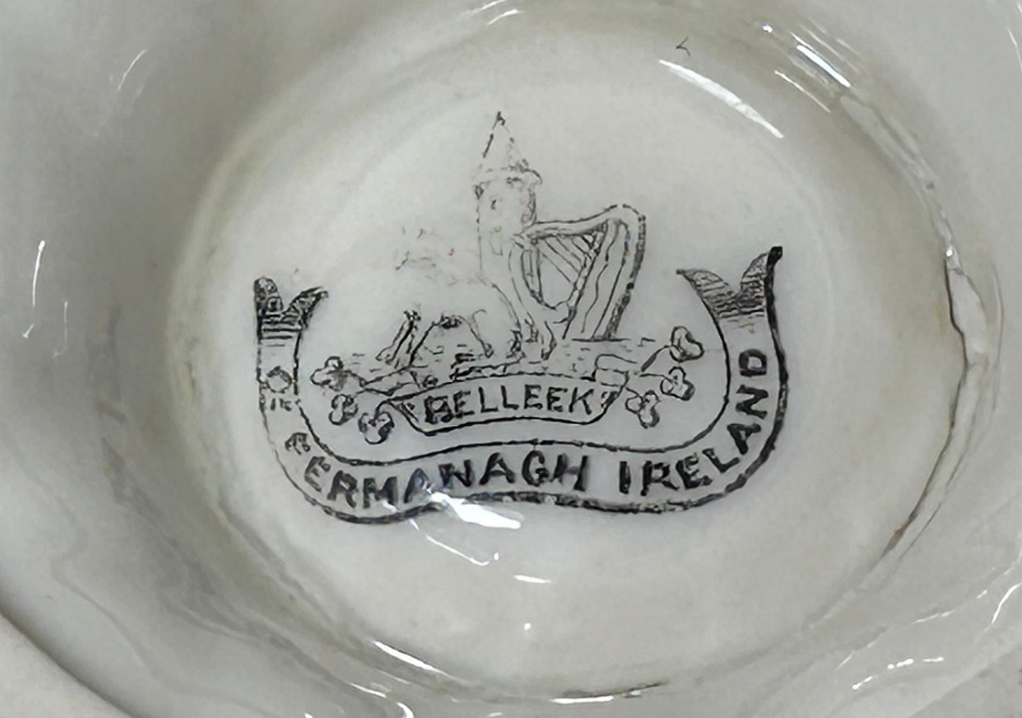 Pair of 1891-1926 Irish Belleek Porcelain Pierced Shamrock Vases (2nd Mark)