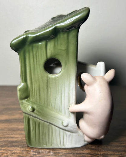 Vintage 1970’s Pigs and Outhouse Novelty Porcelain Figurine Made in Taiwan R.O.C.
