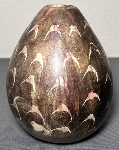 Vintage 1994 Peruvian Maneno Studio Pottery Brown/White Clay Vase
