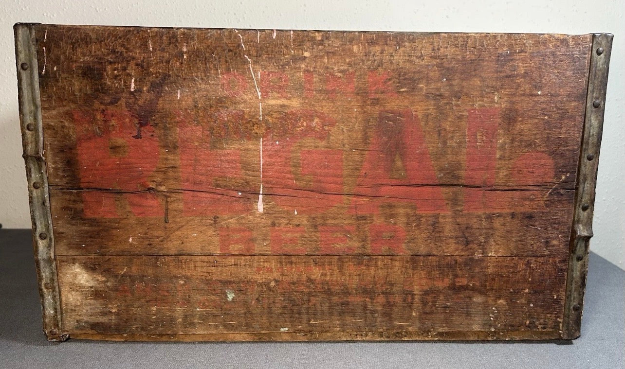1940’s New Orleans Regal Beer American Brewing Company Wooden/Metal Strapped 24-Bottle Beverage Shipping Crate