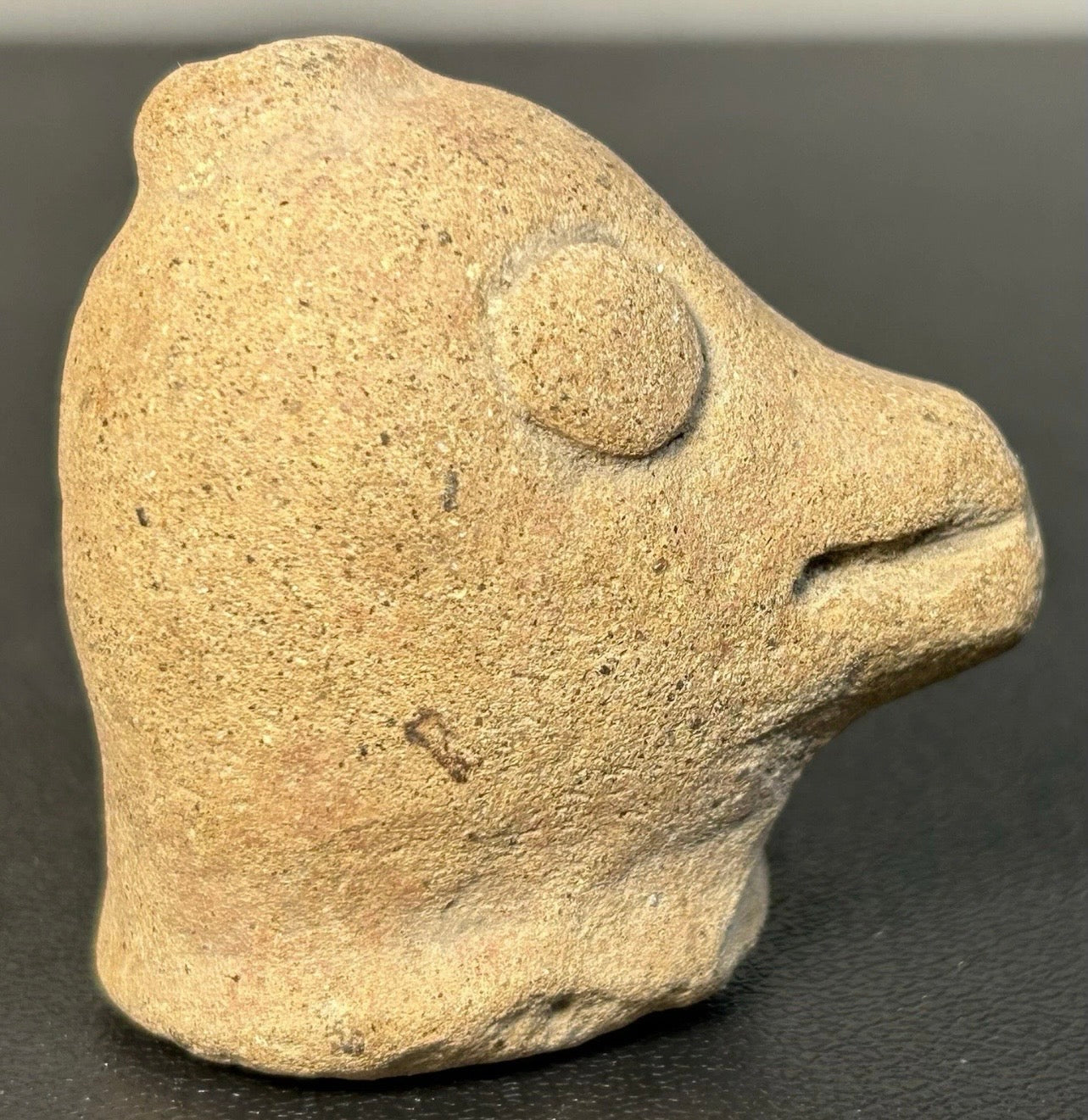 Vintage Circa 1970 Mexican Pre-Columbian Aztec Style Zoomorphic Terracotta Clay Bird Effigy Head Figurine