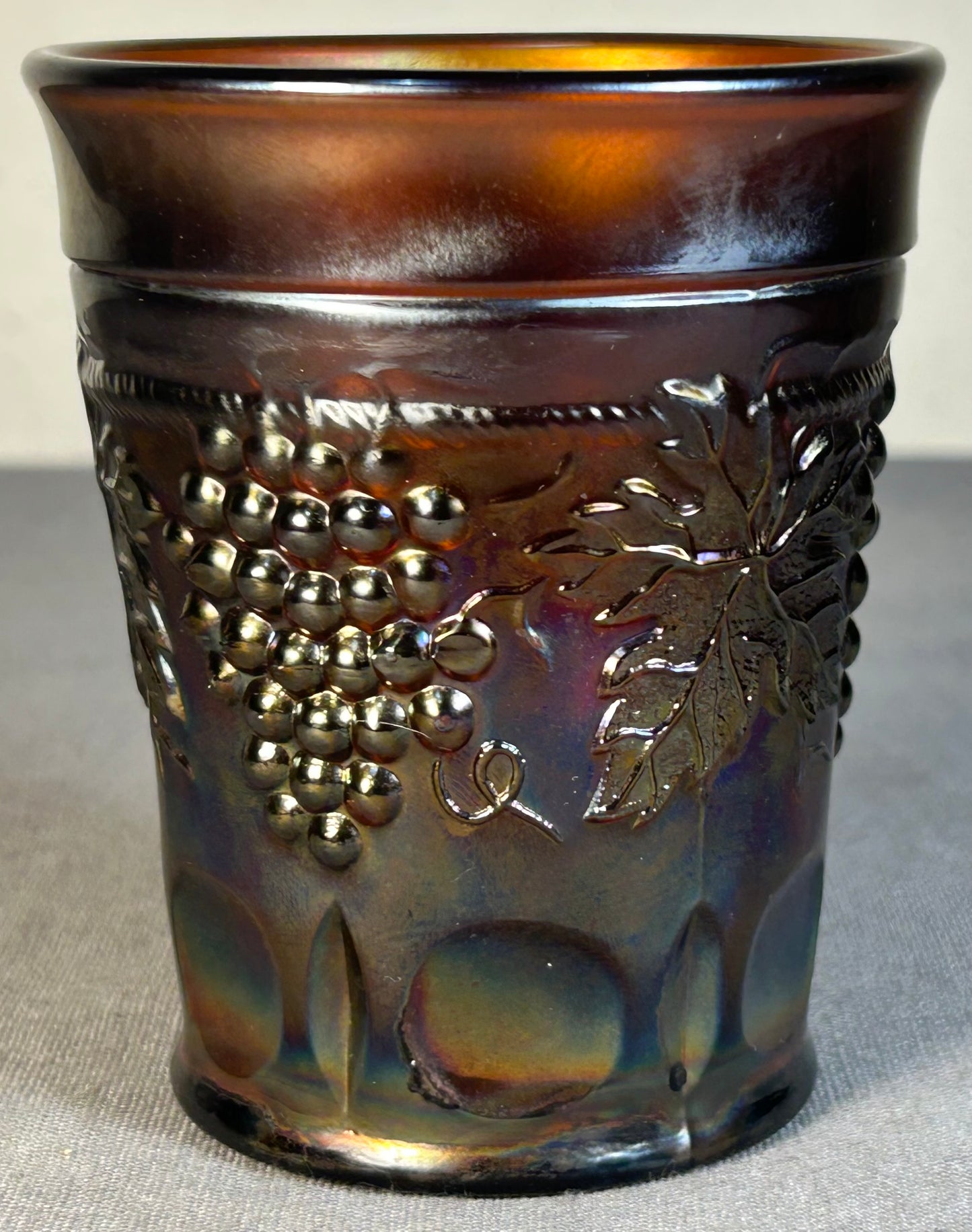 Early 20th Century American Northwood Amethyst Carnival Glass Grape and Cable Pattern Punch Cup