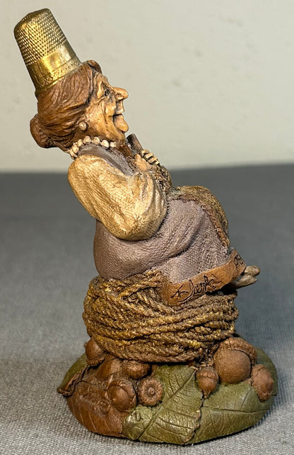 Vintage 1992 American Tom Clark Pearl Resin Thimble Gnome Figurine with Story Card