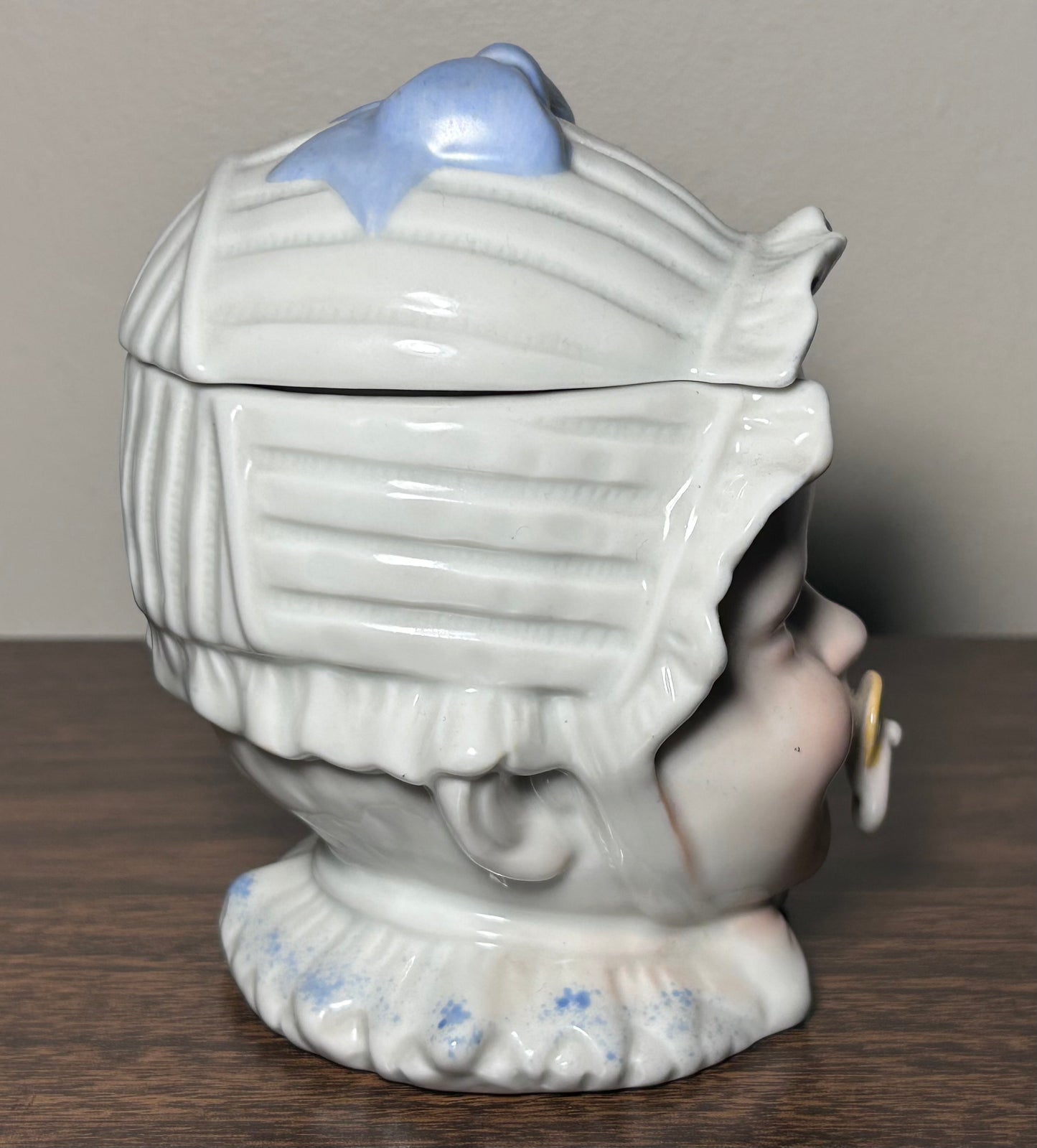 Early 20th Century German Porcelain Baby Boy Head Figural Lidded Jar