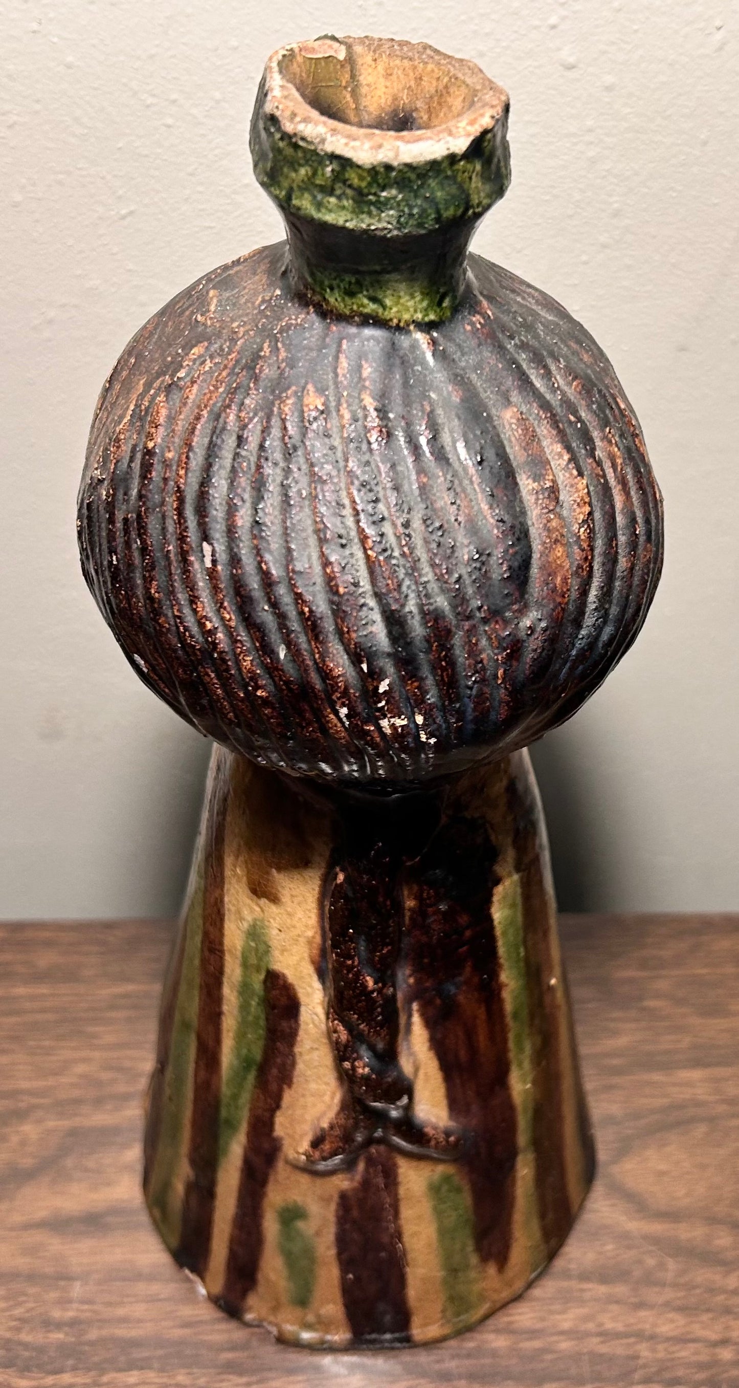 Vintage 1960’s American Mid Century Modern Glazed Earthenware Clay Figural Woman Tealight Votive Sculpture