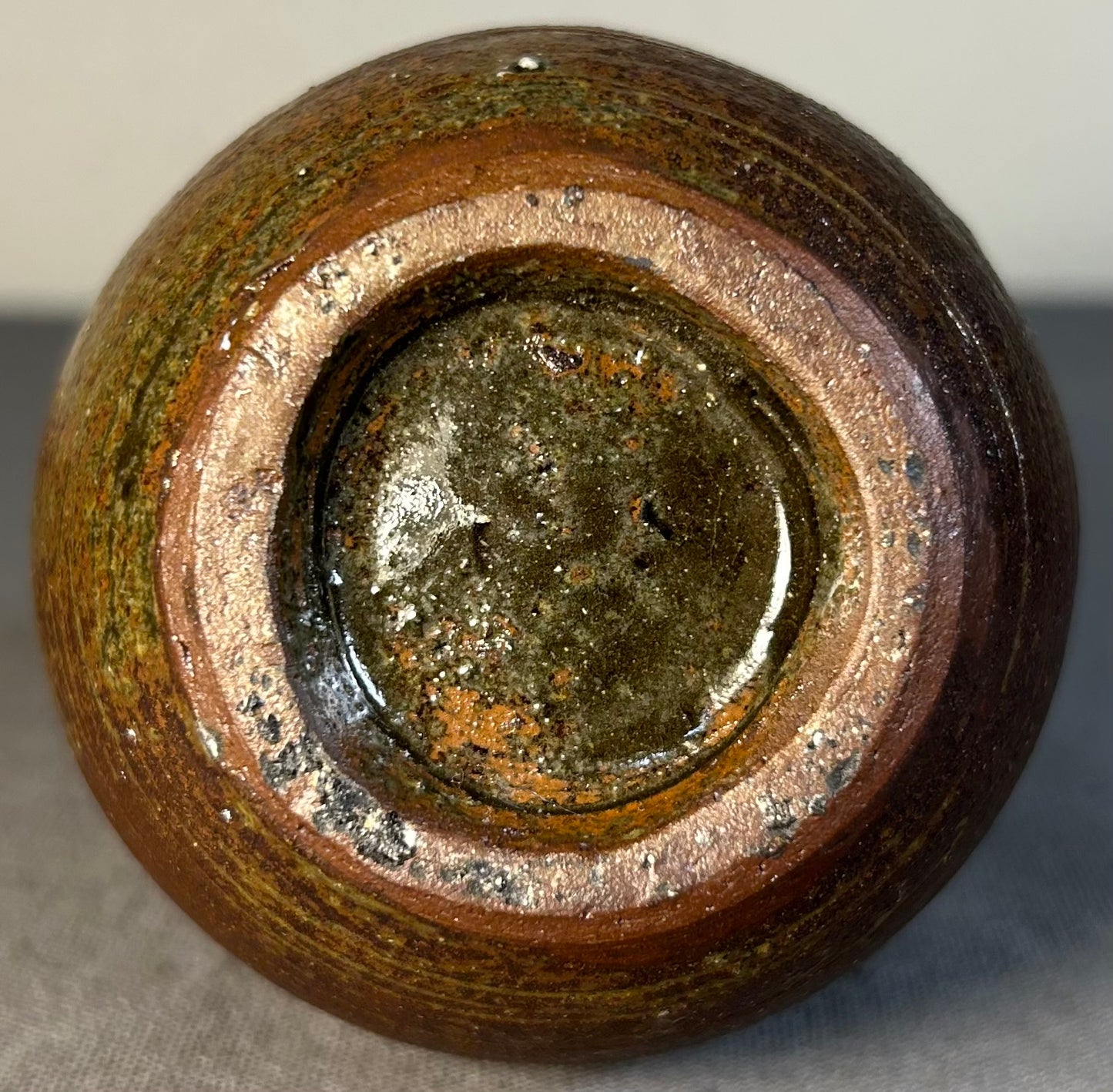 Vintage Mid 20th Century American Mid Century Modern Studio Art Pottery Glazed Brown Stoneware Baluster Bud Vase