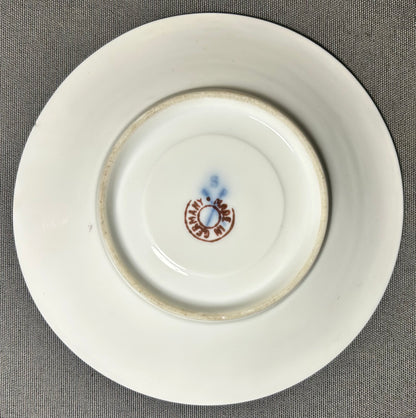 Late 19th Century German Victorian Schlesische Porzellanfabrik Louis Lövinsohn and P. Donath Gilded Pink Porcelain Mustache Cup and Saucer Set