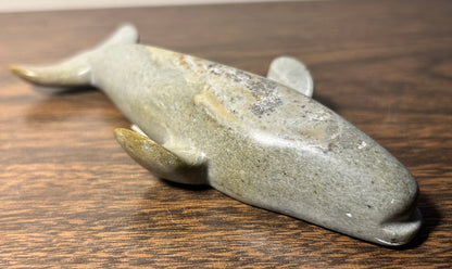 Vintage Canadian Inuit Soapstone Whale Carving by Annie Appaqaq (20th Century)