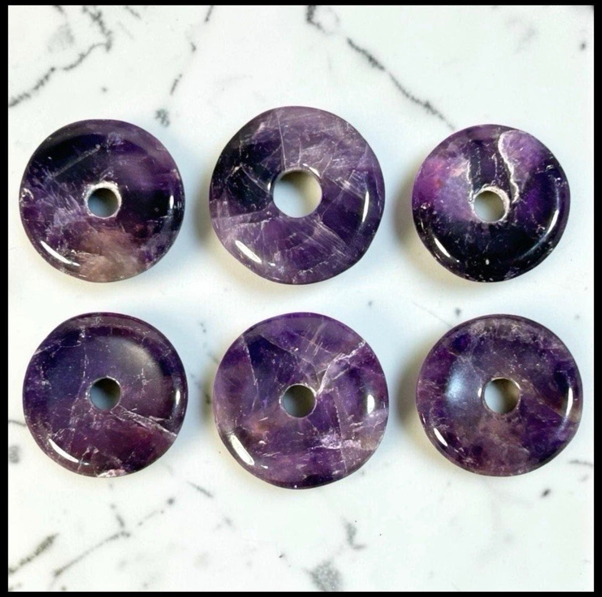 Lot of 6 Purple Amethyst Natural Gemstone Donut Jewelry Pendants