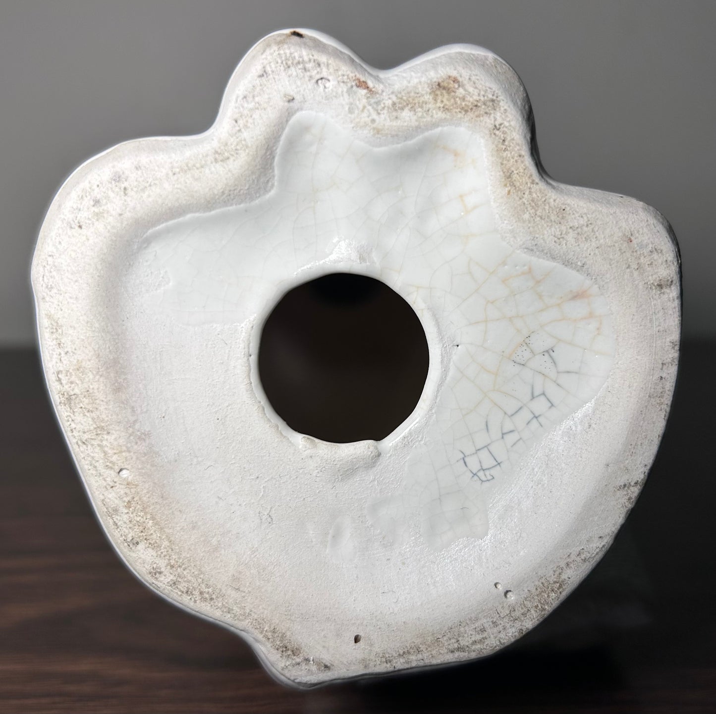 Vintage 1950’s American Mid Century Modern USA Pottery Iridescent White Crackle Glazed Ceramic Greyhound Dog Sculpture (#508)