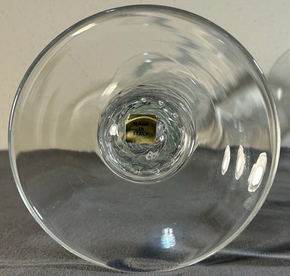 Pair of Vintage 1960’s Italian Empoli Monumental Mid Century Modern Clear Art Glass Optic Swirl Torsade Pattern Staggered Integrated Candle-Socket Chimney Circular Bobeche Drip Pans Candlesticks