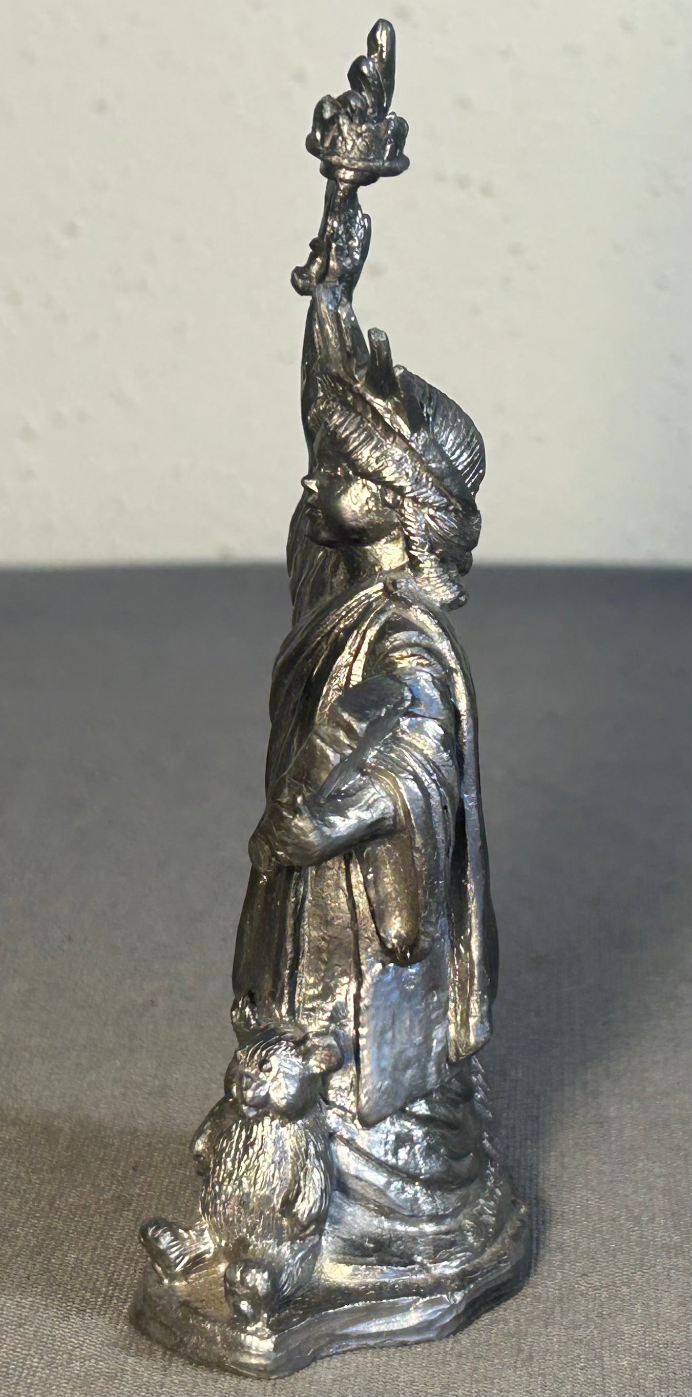 Vintage 1999 Michael Ricker Pewter Statue of Liberty Girl Figurine (Louisiana)