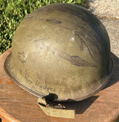 Vintage Late 1960’s Vietnam War-Era United States M1 Steel Combat Helmet Trench Art