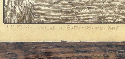 1887 English Victorian Prime Minister Benjamin Disraeli Commemorative Portrait Steel Engraving Art by J.H. Allchin Set in Circa 1900 Arts & Crafts Quarter-Sawn Oak Frame with Wooden Slip Matting