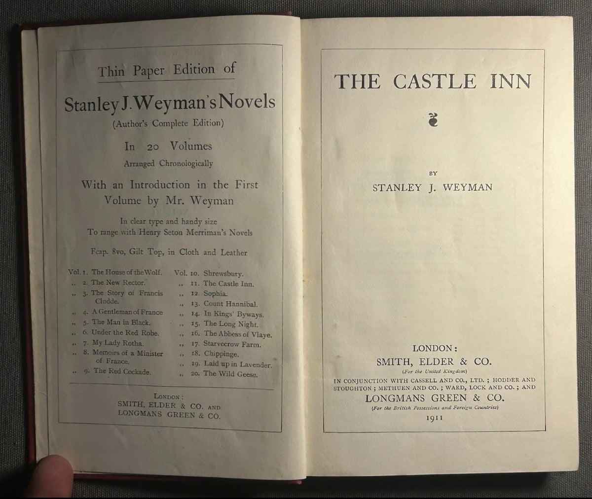 1911 “The Castle Inn” by Stanley J. Weyman Hardcover Book