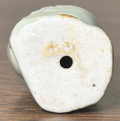 Circa Mid 19th Century Japanese Celadon Glazed Porcelain Fukurokuju Miniature Netsuke Figurine