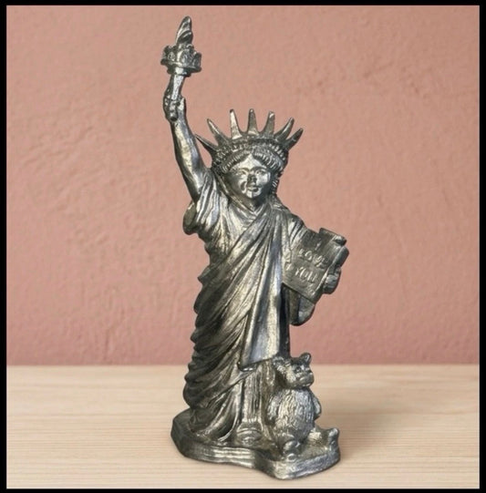 Vintage 1999 Michael Ricker Pewter Statue of Liberty Girl Figurine (Louisiana)