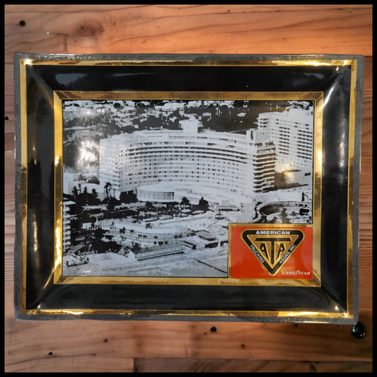 Vintage 1970's American Trucking Association Goodyear Smoked Glass Trinket Tray