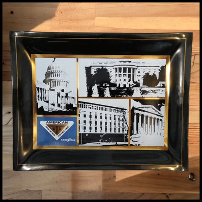 Vintage 1970's American Trucking Association Goodyear Smoked Glass Trinket Tray