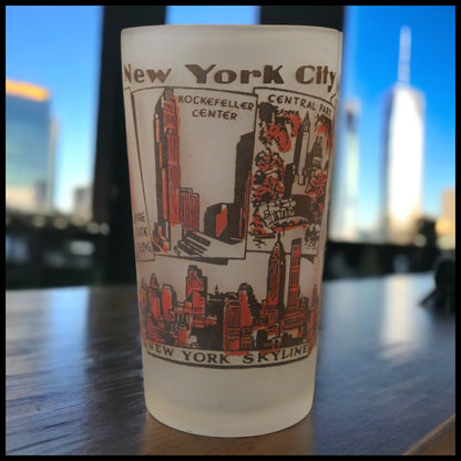Vintage 1950's New York City Frosted Souvenir Glass