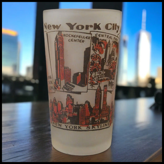 Vintage 1950's New York City Frosted Souvenir Glass