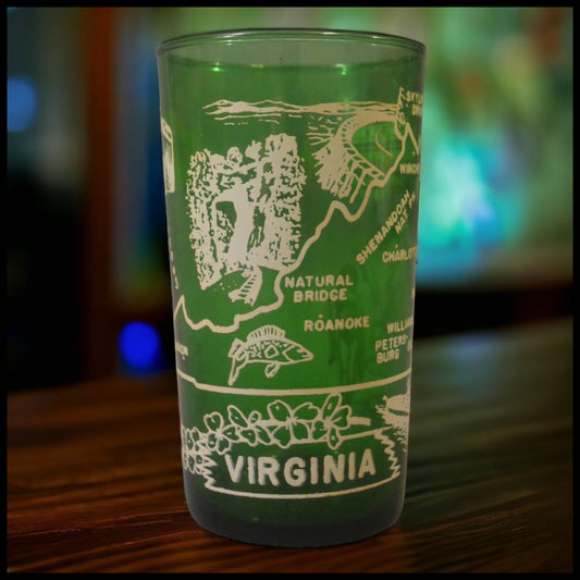 Vintage 1950's Virginia State Souvenir Emerald Green Drinking Glass