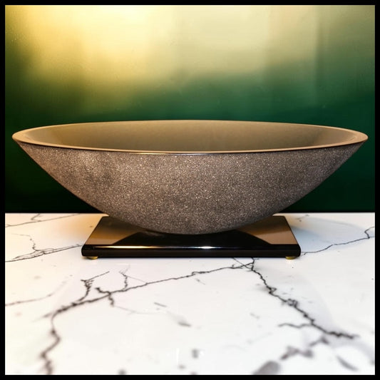Vintage Stephen Schlanser Art Glass Contemporary Style Long Oval Artifact Bowl (1997) (American)