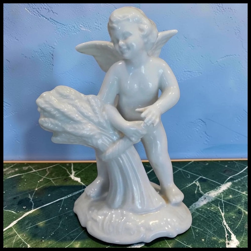 Vintage 1960’s German Carl Thieme Dresden Porcelain Spring Putto Cherub Figurine