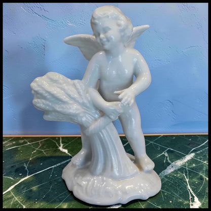 Vintage 1960’s German Carl Thieme Dresden Porcelain Spring Putto Cherub Figurine