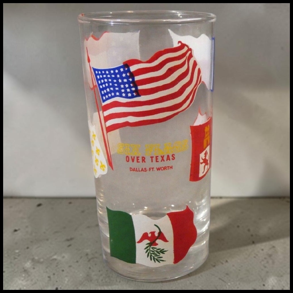 Vintage 1960's American Six Flags Over Texas Souvenir Highball Glass