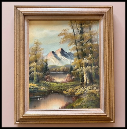 Vintage Circa 1970 American Impressionistic Realist Landscape Framed Oil Painting on Canvas Signed Jiacomo