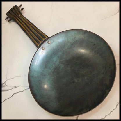 Vintage 1960's Israeli Mid Century Modern Pal Bell Style Verdigris Patinated Brass Guitar Catchall