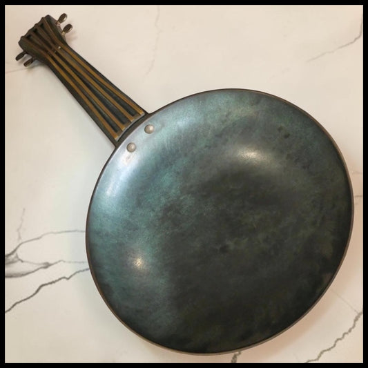 Vintage 1960's Israeli Mid Century Modern Pal Bell Style Verdigris Patinated Brass Guitar Catchall
